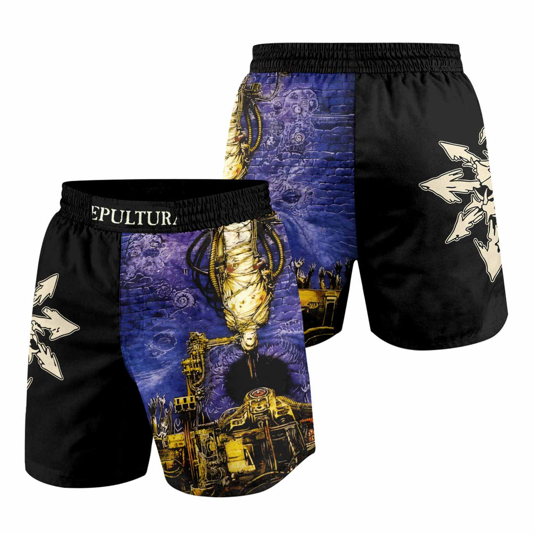 Chaos A.D. Sepultura Grappling Shorts - front and back view