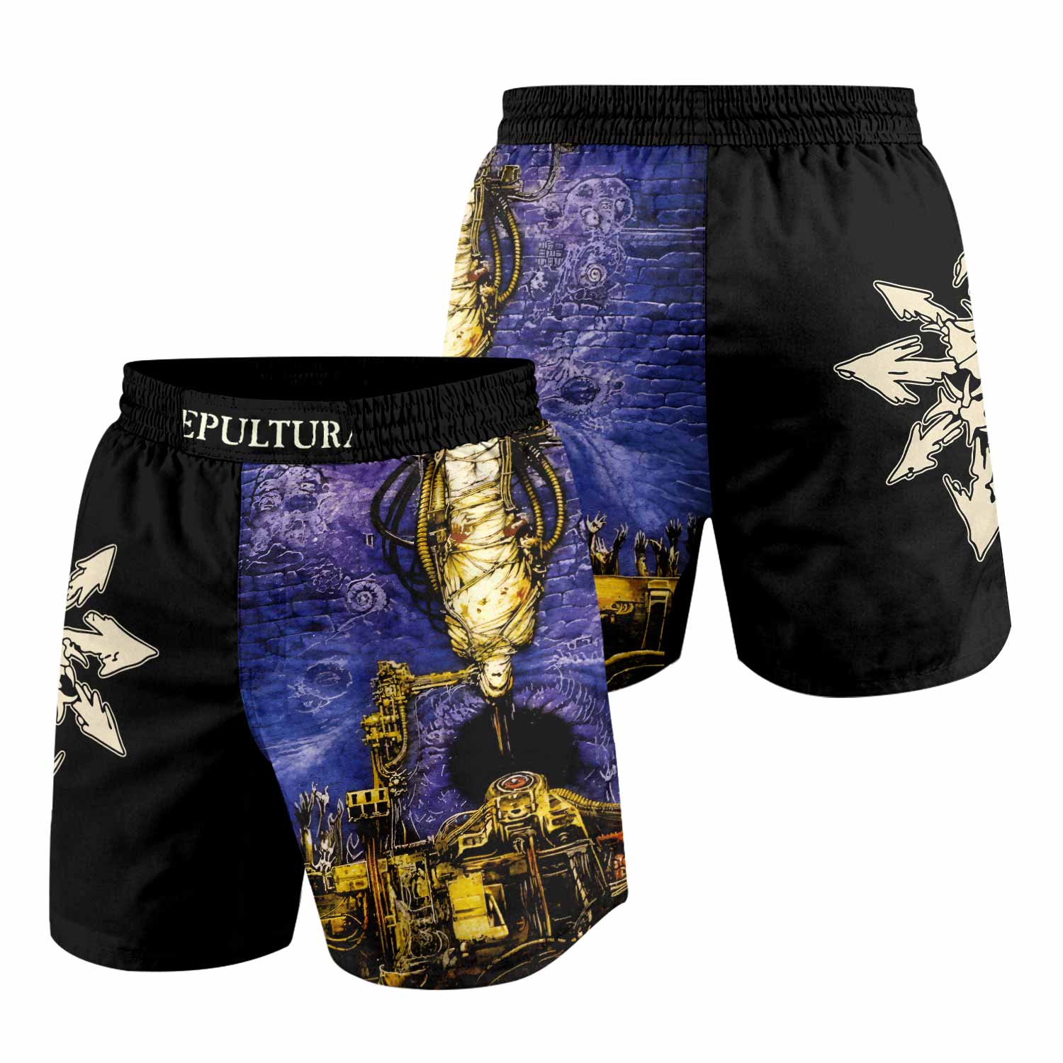 Chaos A.D. Sepultura Grappling Shorts - front and back view