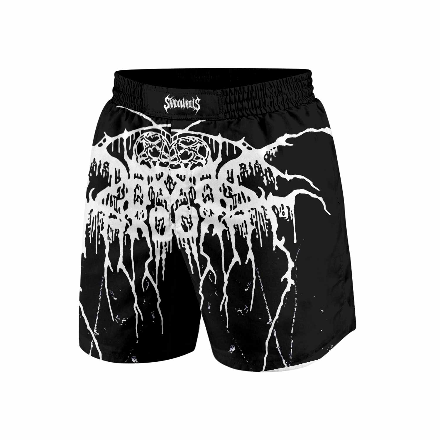 Darkthrone Under a Funeral Moon Grappling Shorts - front view mockup