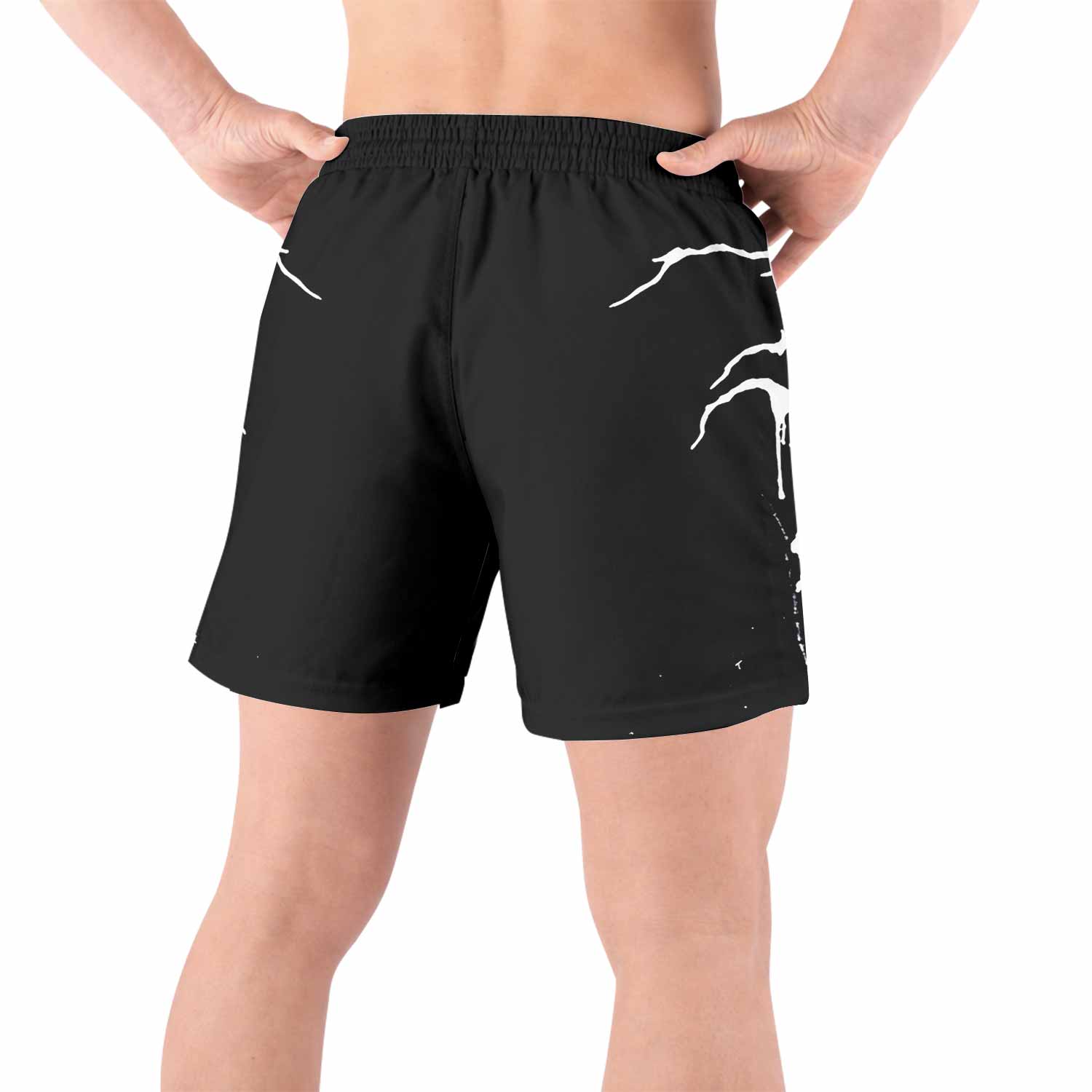 Darkthrone Under a Funeral Moon Grappling Shorts - back view lifestyle