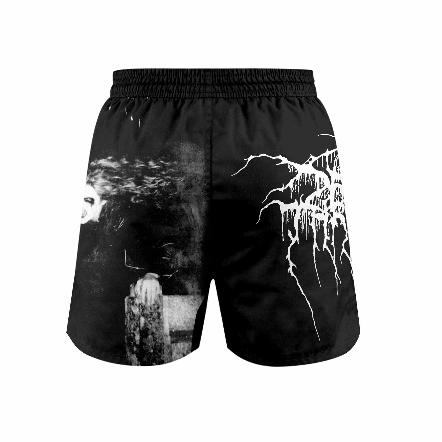 Darkthrone A Blaze in the Northern Sky Grappling Shorts - back view mockup