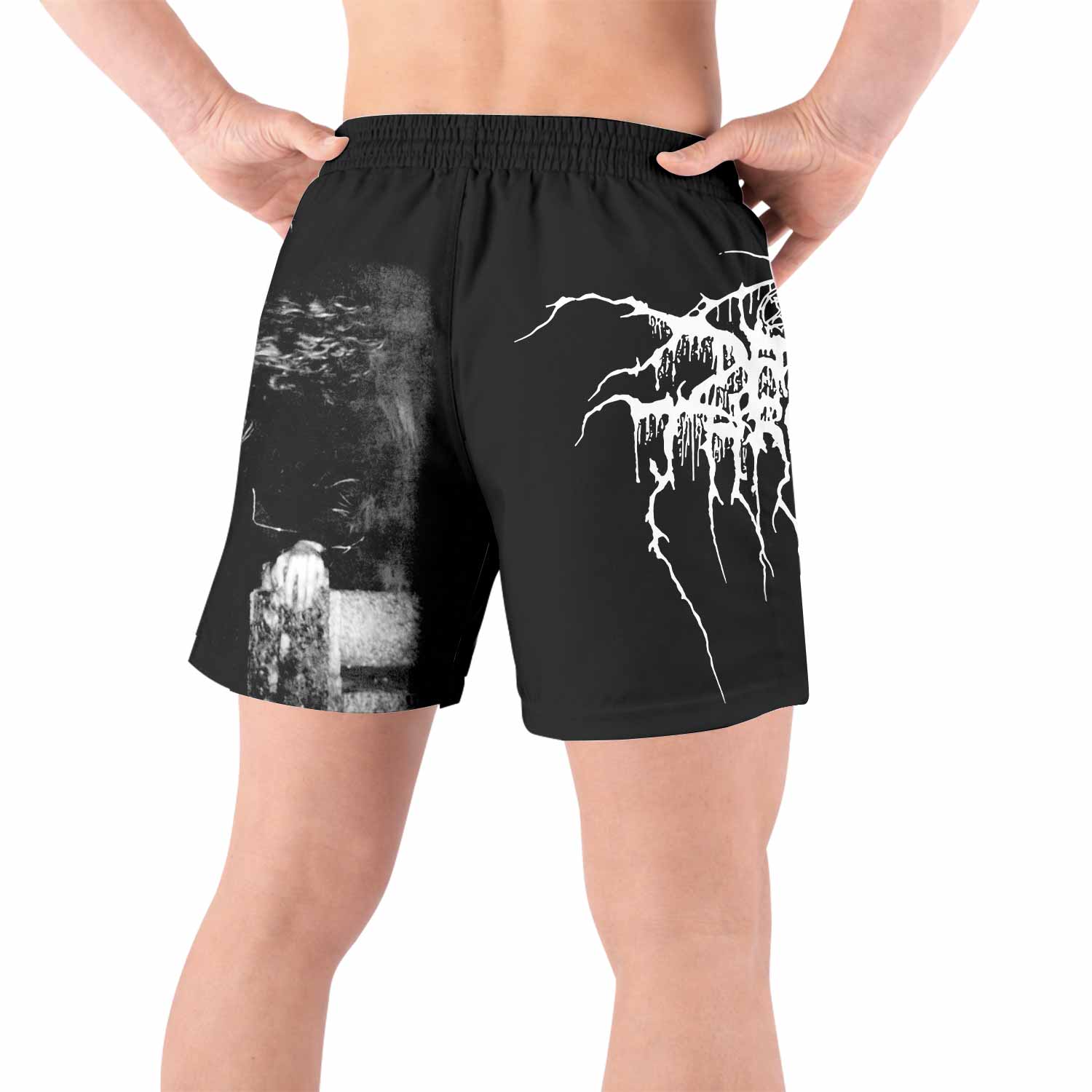 Darkthrone A Blaze in the Northern Sky Grappling Shorts - back view lifestyle