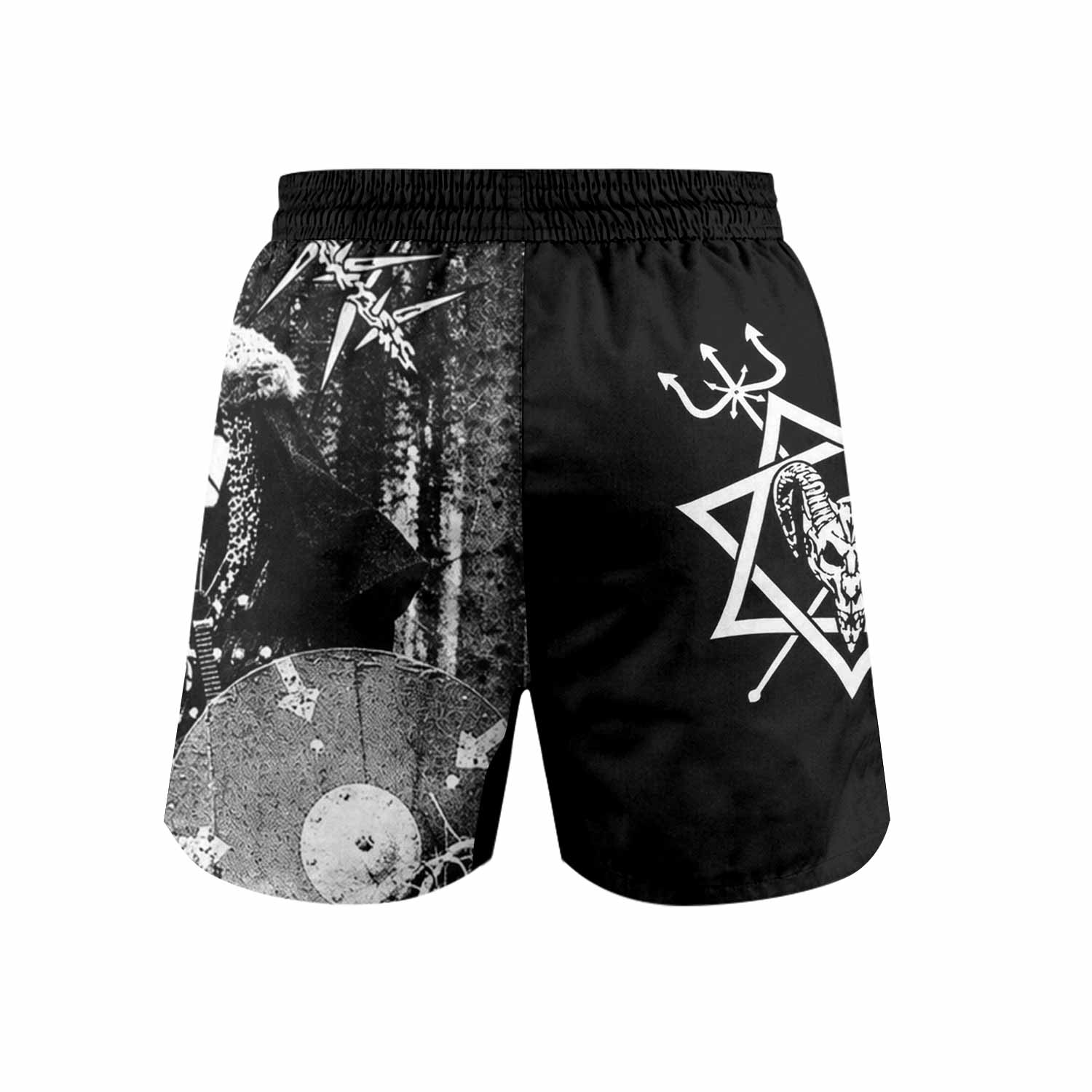 Graveland Thousand Swords Grappling Shorts - back view mockup