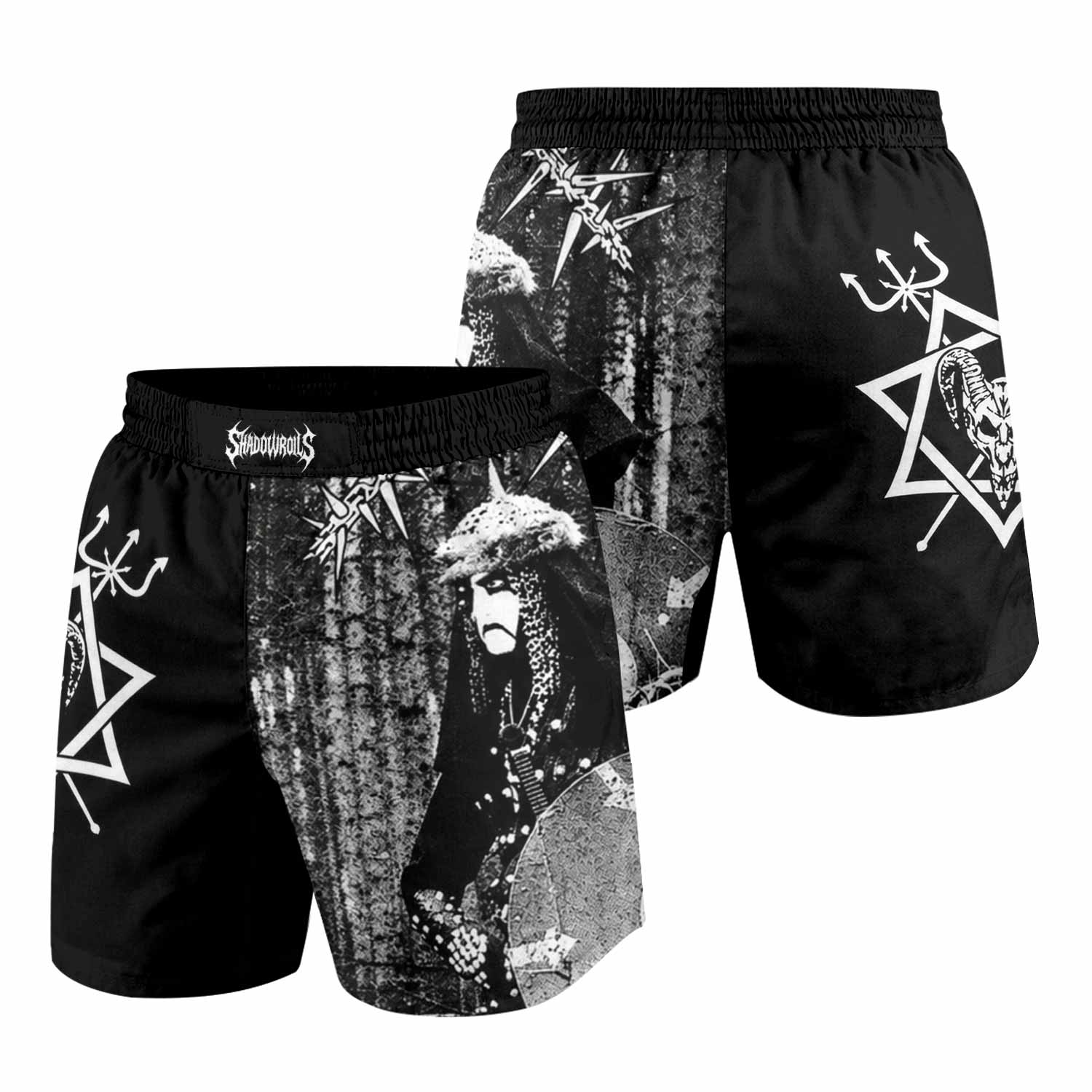 Graveland Thousand Swords Grappling Shorts - front and back view