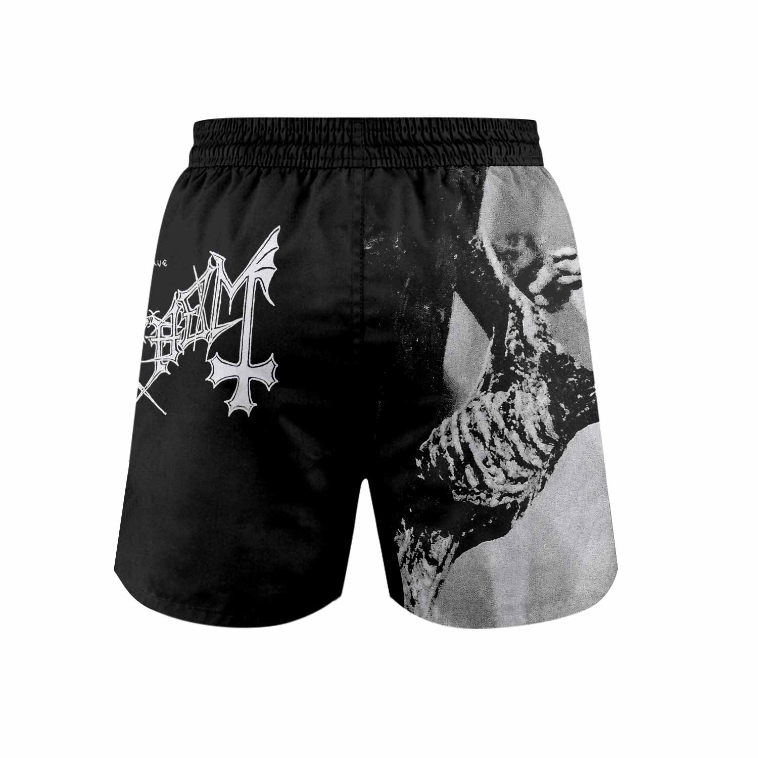 Mayhem Pure Fucking Armageddon Grappling Shorts - back view mockup