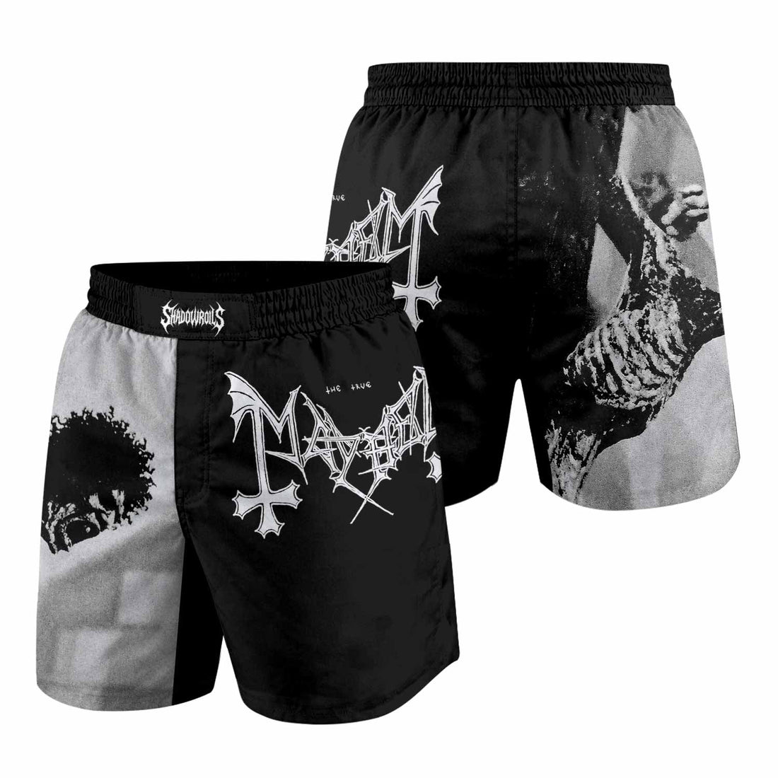 Mayhem Pure Fucking Armageddon Grappling Shorts - front and back view