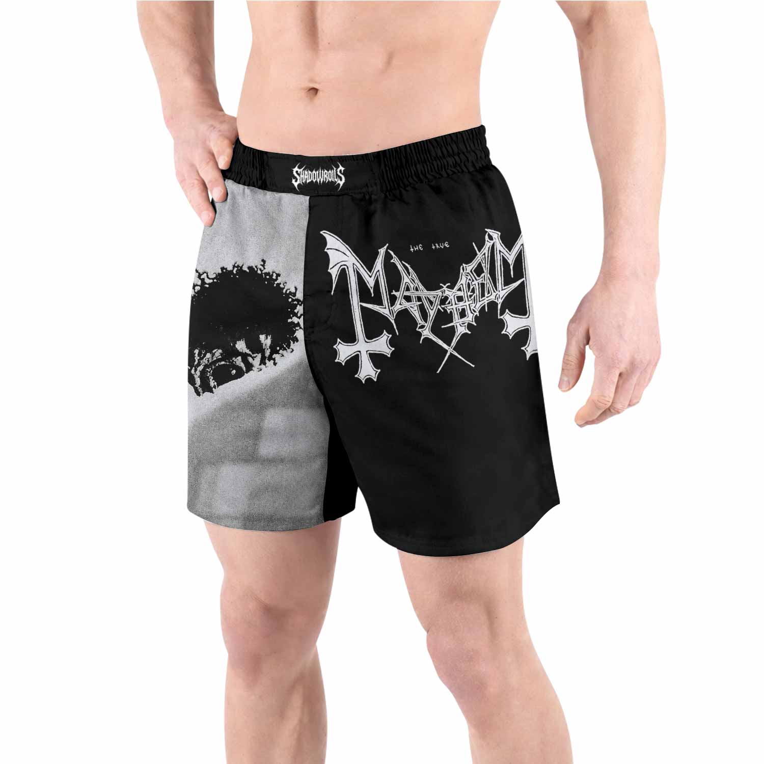 Mayhem Pure Fucking Armageddon Grappling Shorts - front view lifestyle