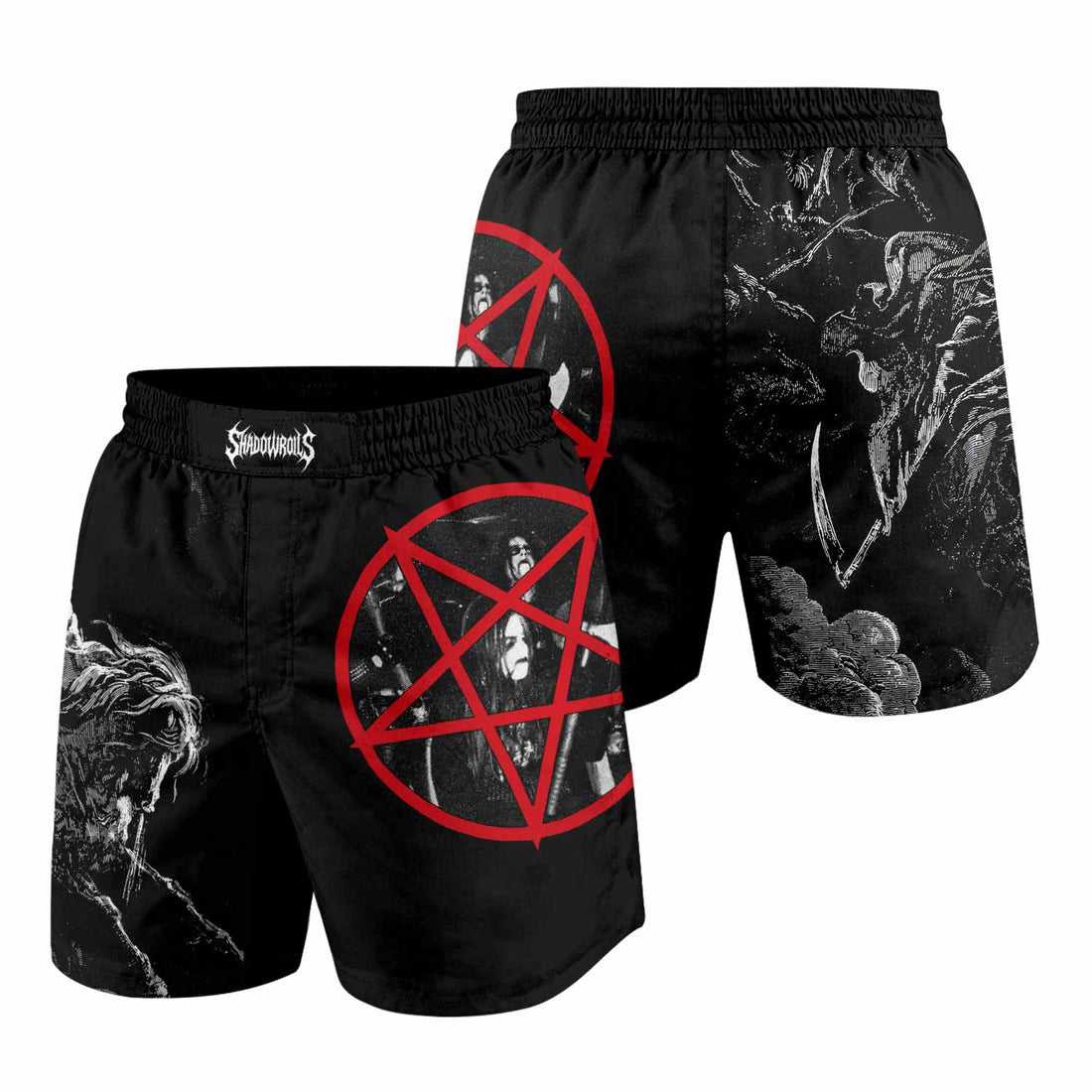Emperor Wrath of the Tyrant Grappling Shorts - front and back view