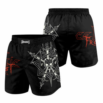 Celtic Frost Morbid Tales Sigil Grappling Shorts - front and back view