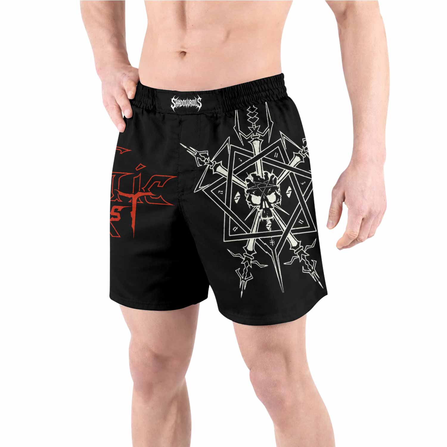 Celtic Frost Morbid Tales Sigil Grappling Shorts - front view lifestyle