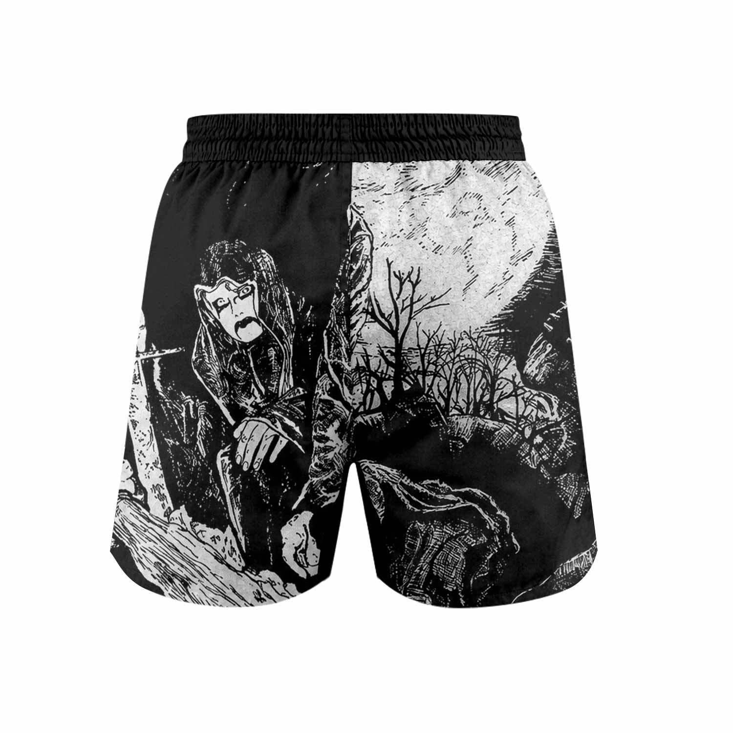 Graveland Carpathian Wolves Grappling Shorts - back view mockup