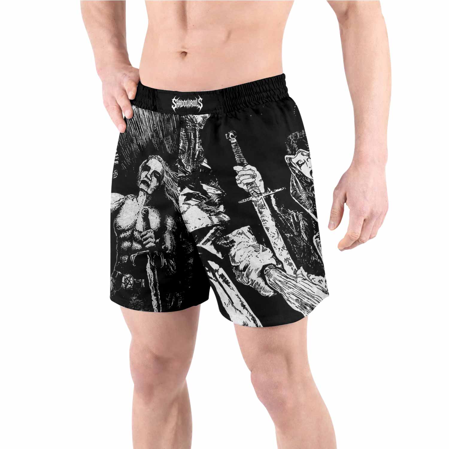 Graveland Carpathian Wolves Grappling Shorts - front view lifestyle