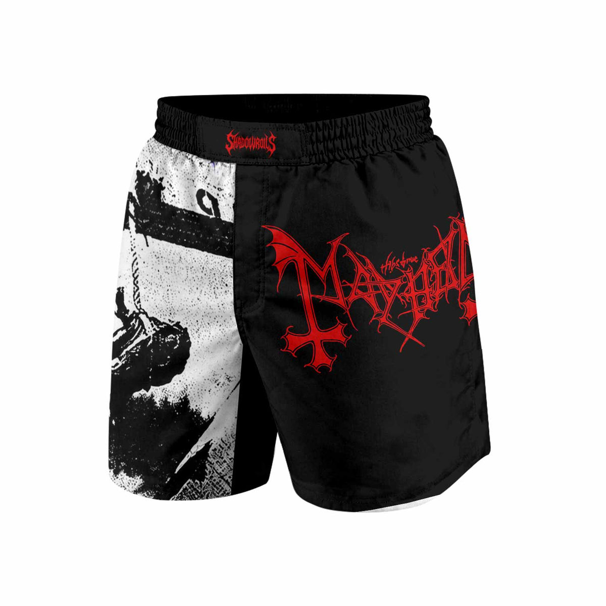 Mayhem Deathcrush No Fun No Core No Mosh No Trends Grappling Shorts - front view mockup