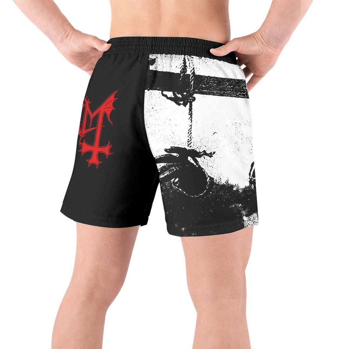 Mayhem Deathcrush No Fun No Core No Mosh No Trends Grappling Shorts - back view lifestyle