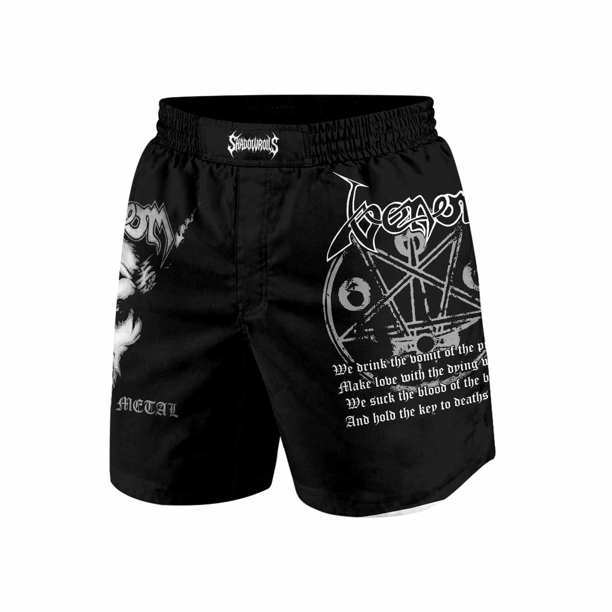 Venom Black Metal Goat Sigil Grappling Shorts - front view mockup