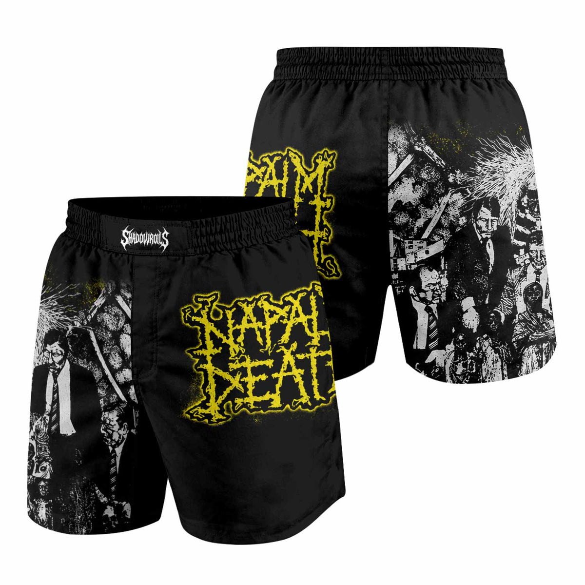 Napalm Death Scum Grappling Shorts - front and back view