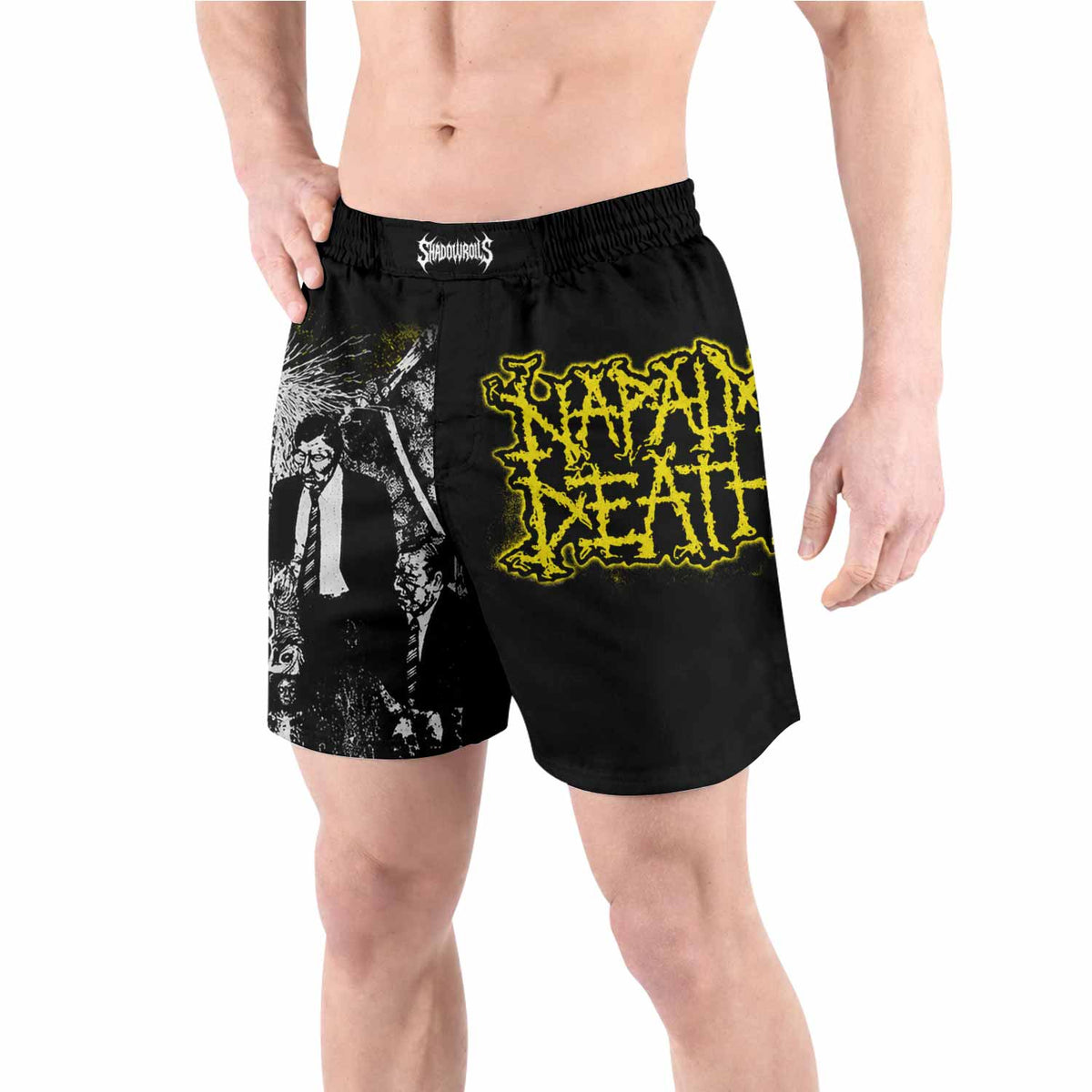 Napalm Death Scum Grappling Shorts - front view lifestyle