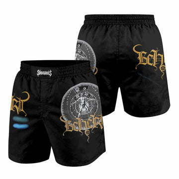 Beherit Drawing Down the Moon Grappling Shorts - front and back view