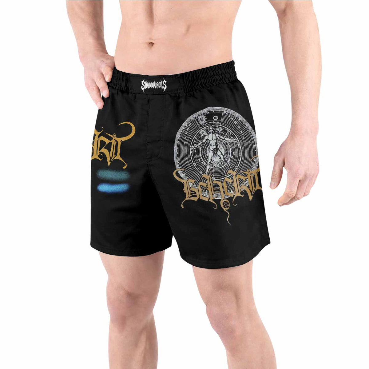 Beherit Drawing Down the Moon Grappling Shorts - front view lifestyle