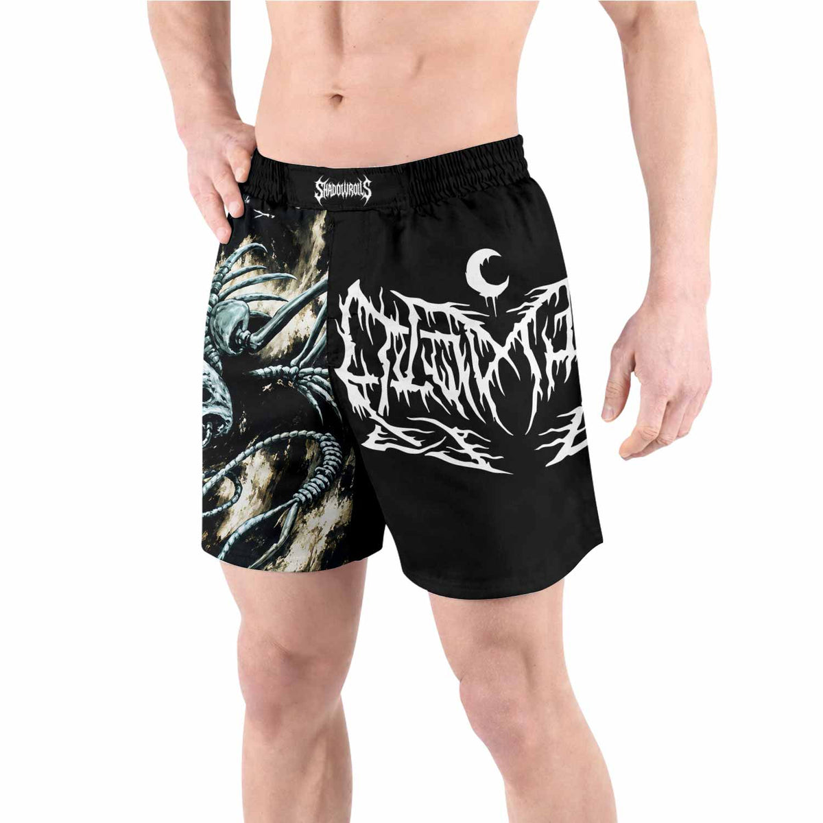 Leviathan A Silhouette in Splinters Grappling Shorts - front view lifestyle