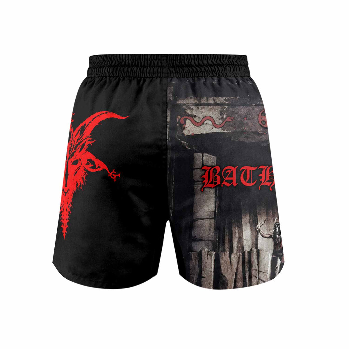 Bathory Under the Sign of the Black Mark Grappling Shorts - back view mockup