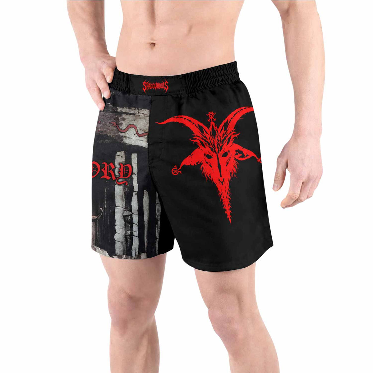 Bathory Under the Sign of the Black Mark Grappling Shorts - front view lifestyle