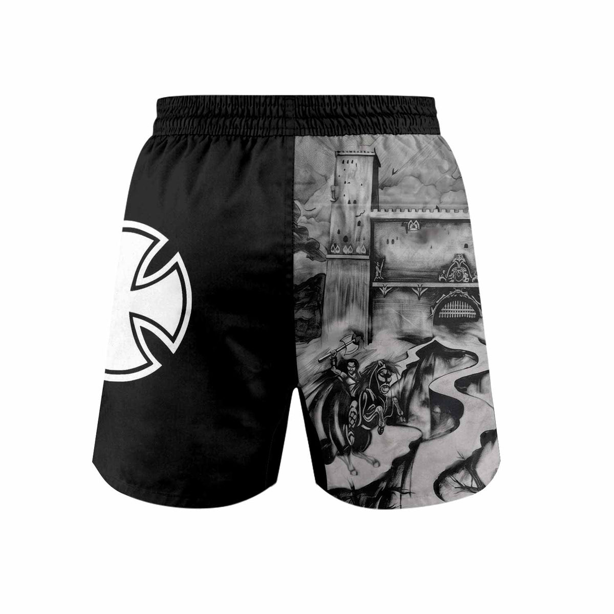 Satyricon Dark Medieval Times Grappling Shorts - back view mockup