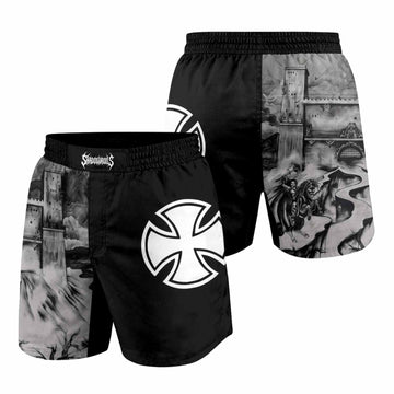 Satyricon Dark Medieval Times Grappling Shorts - front and back view