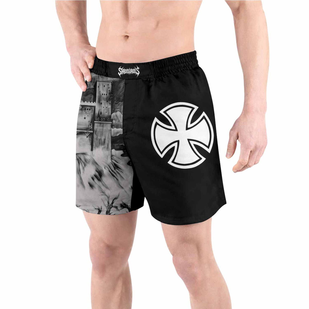 Satyricon Dark Medieval Times Grappling Shorts - front view lifestyle