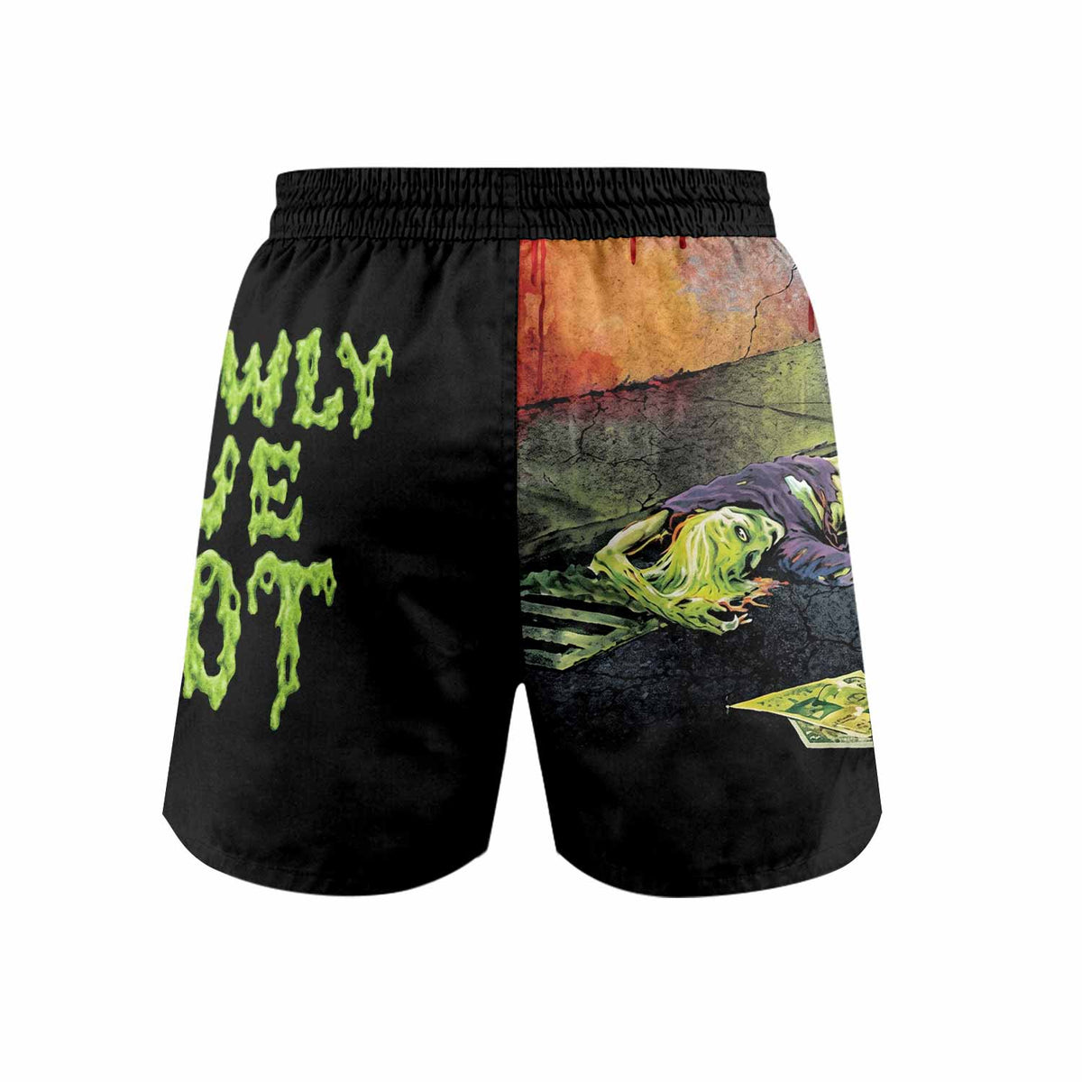 Obituary Slowly We Rot Grappling Shorts - back view mockup