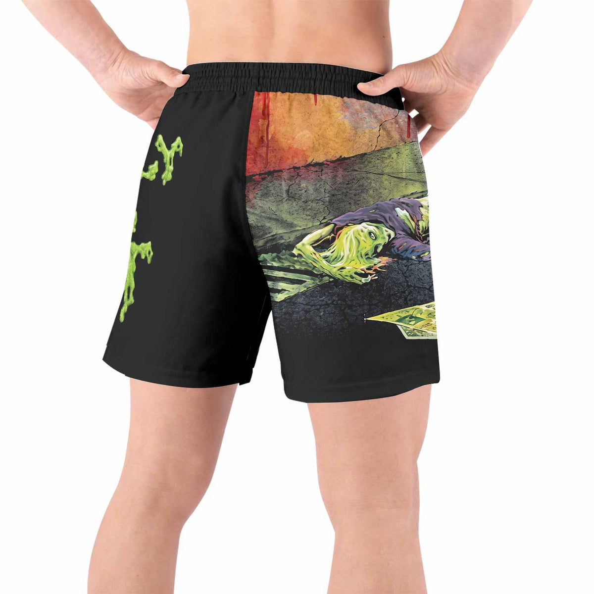 Obituary Slowly We Rot Grappling Shorts - back view lifestyle