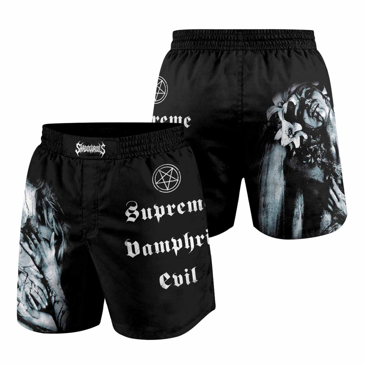 Cradle of Filth The Principle of Evil Made Flesh Grappling Shorts - front and back view