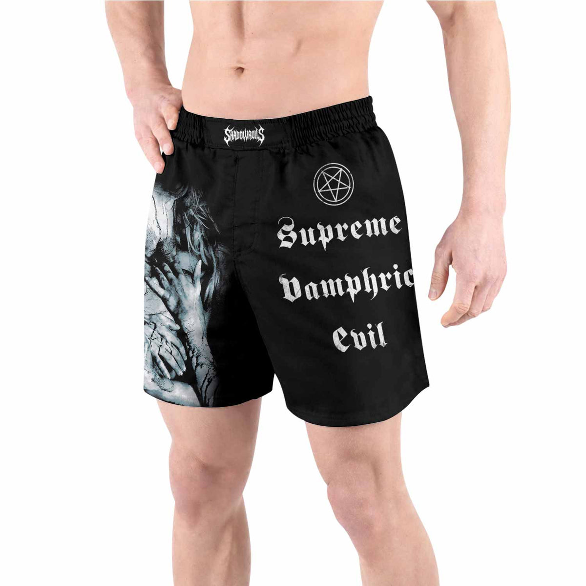 Cradle of Filth The Principle of Evil Made Flesh Grappling Shorts - front view lifestyle