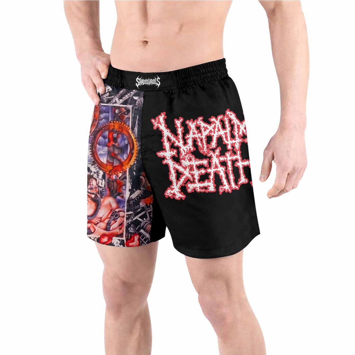Napalm Death Utopia Banished Grappling Shorts - front view lifestyle