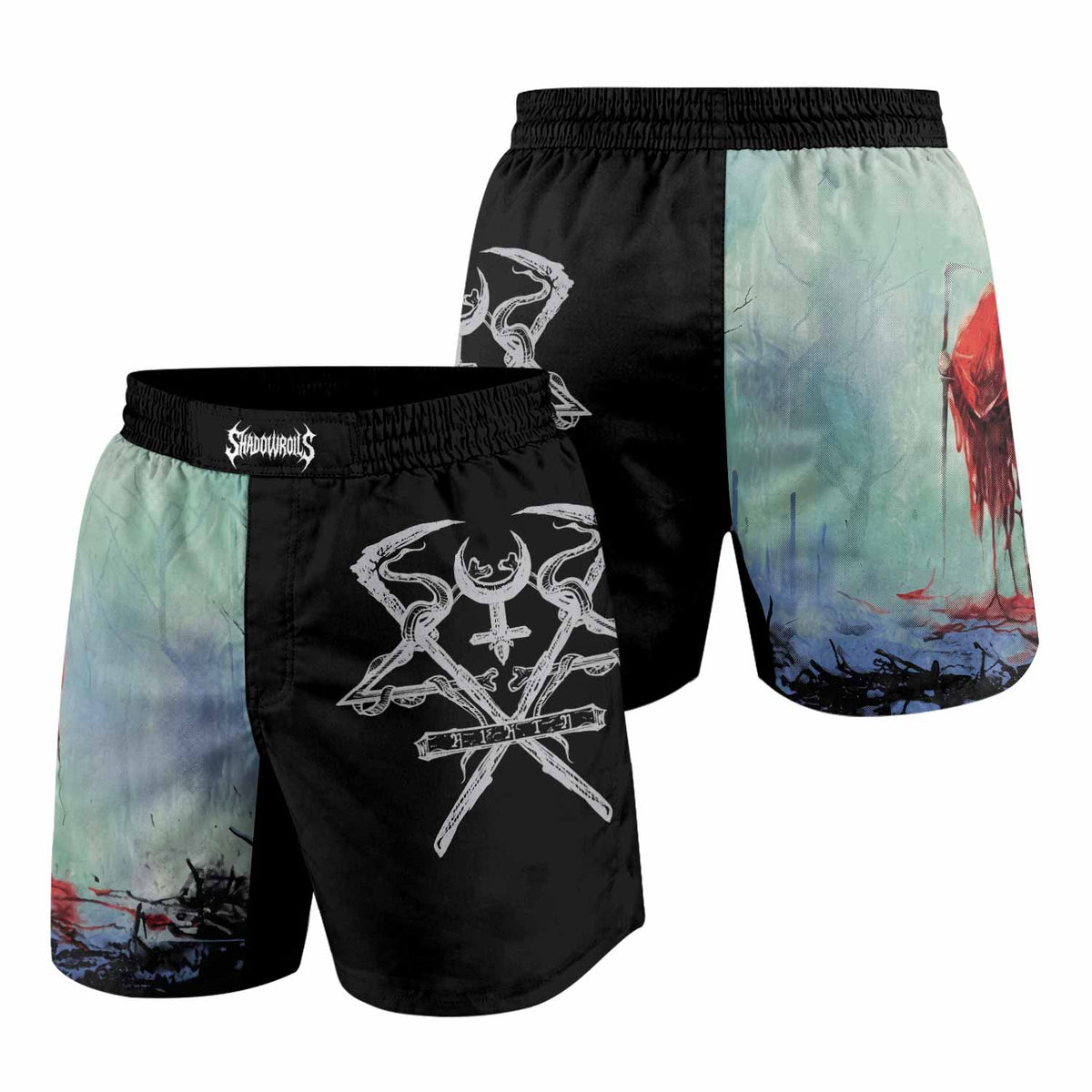 Lorna Shore And I Return To Nothingness Grappling Shorts - front and back view