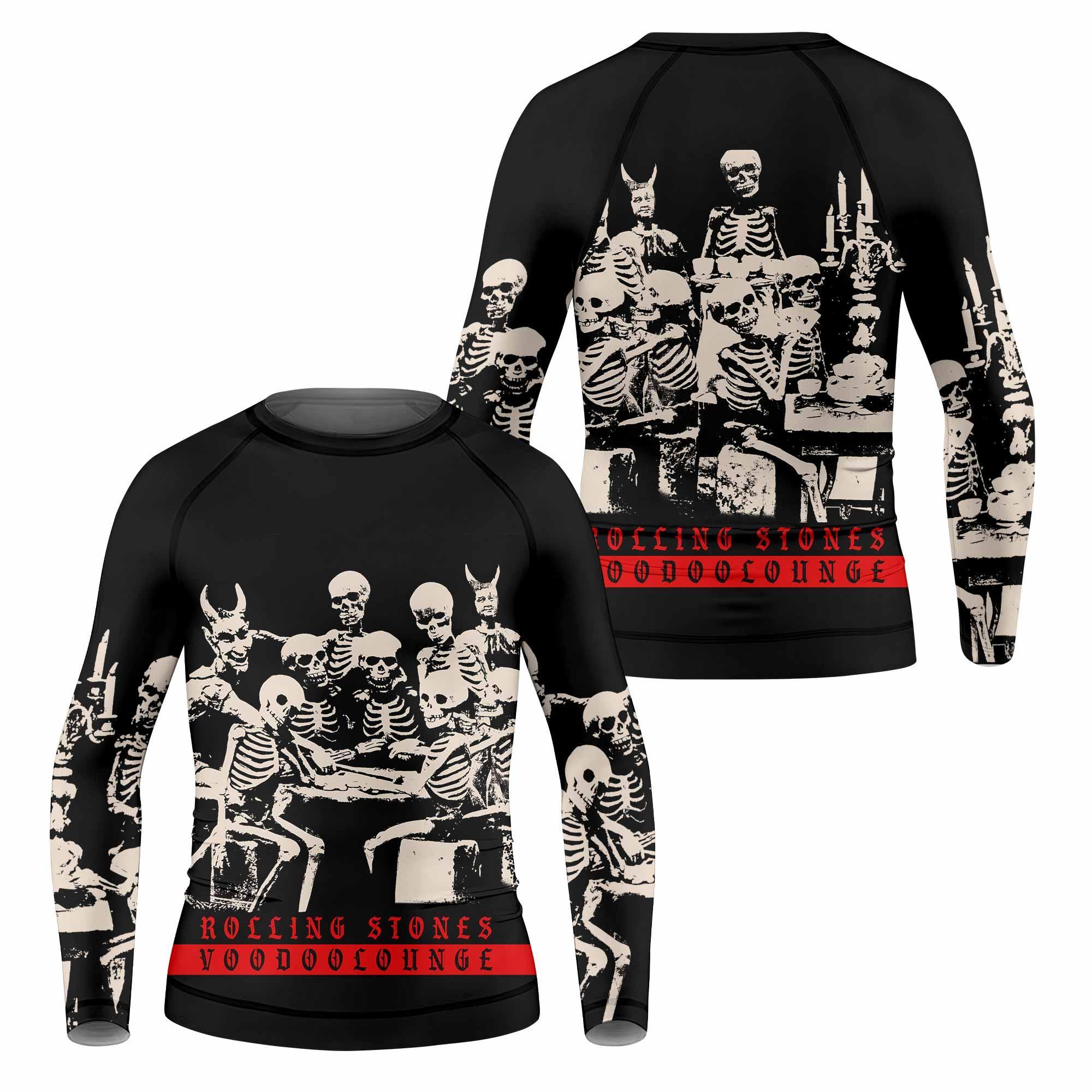 The Rolling Stones Voodoo Lounge Kids Rash Guard Long Sleeve - front and back view