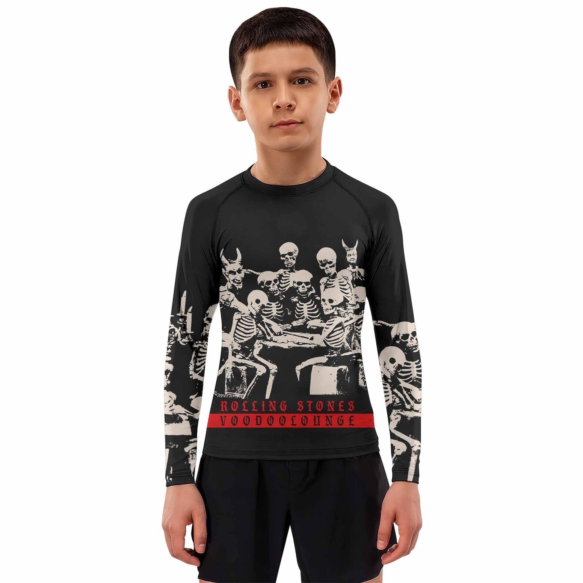 The Rolling Stones Voodoo Lounge Kids Rash Guard Long Sleeve - boy's lifestyle view