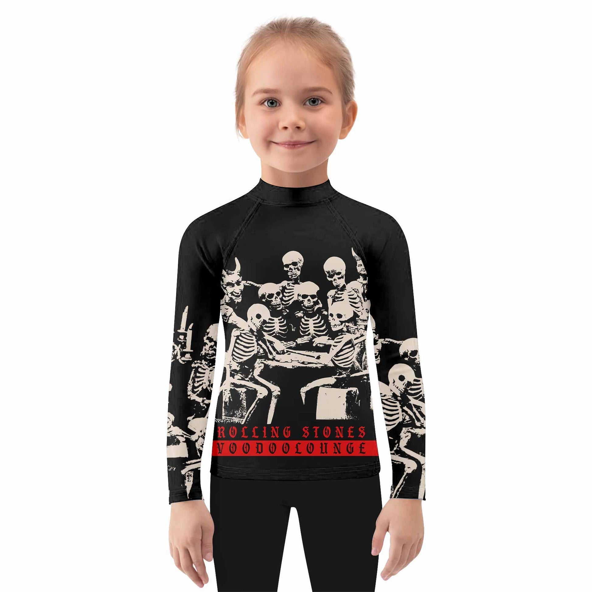 The Rolling Stones Voodoo Lounge Kids Rash Guard Long Sleeve - girl's lifestyle view