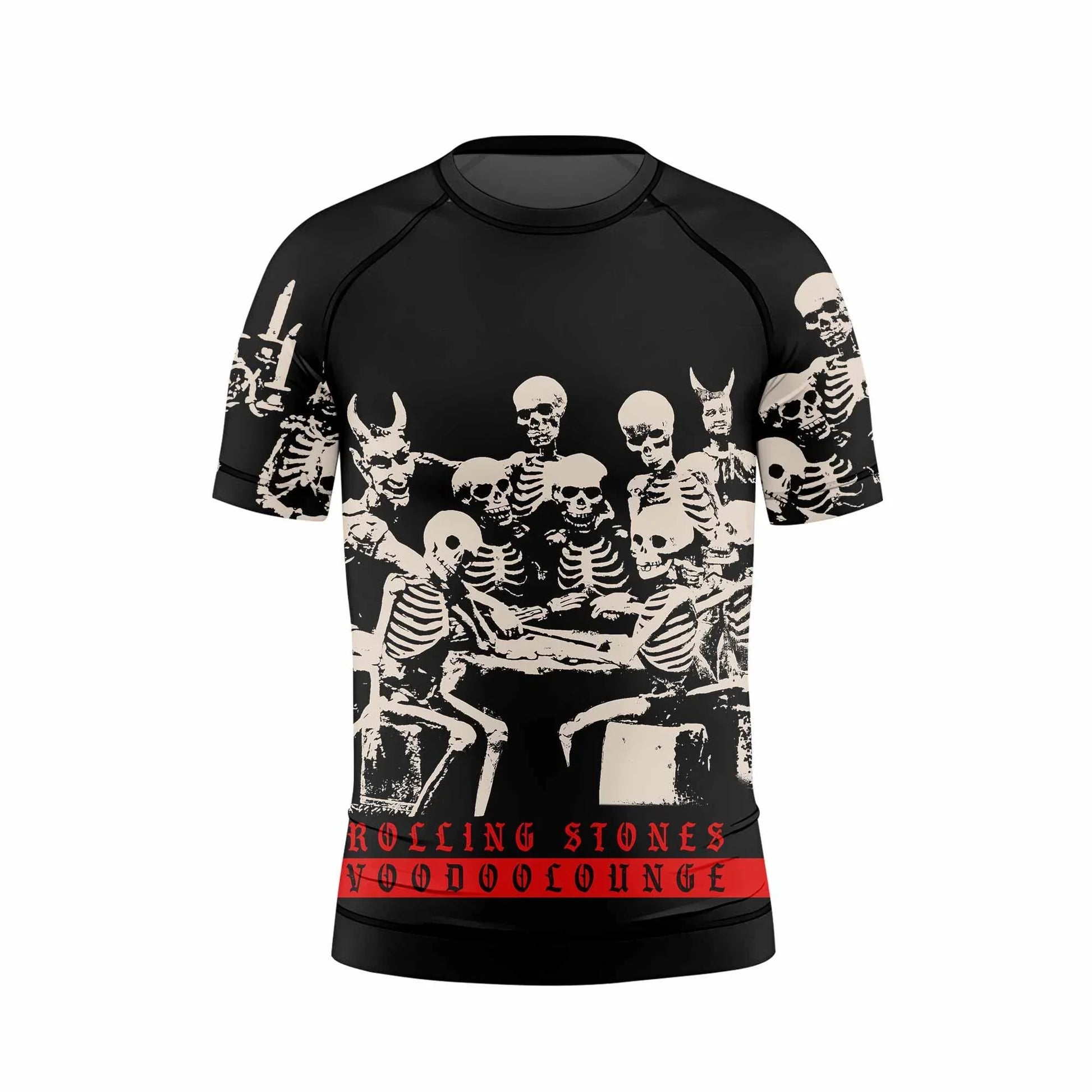 The Rolling Stones Voodoo Lounge Kids Rash Guard Short Sleeve - front view mockup