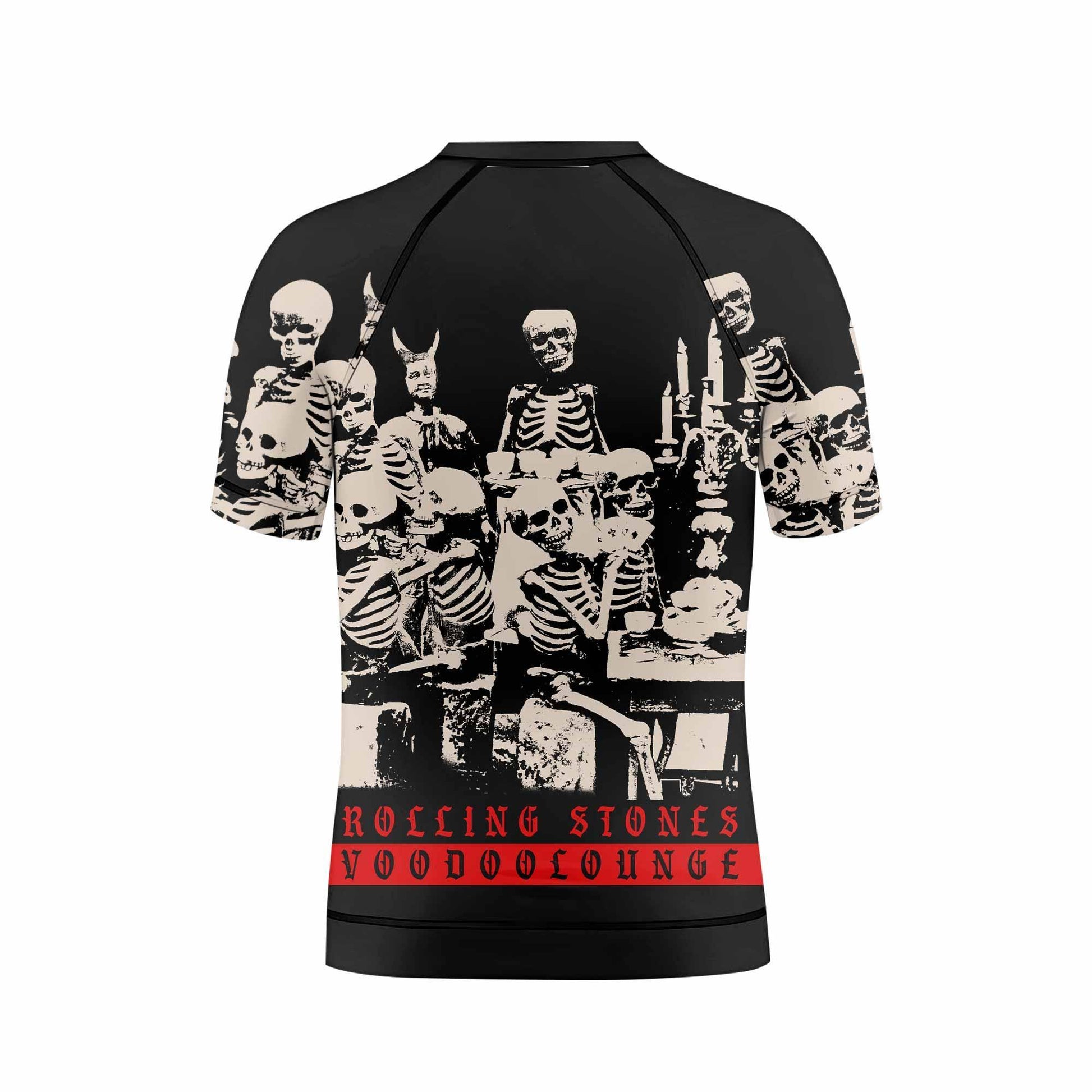 The Rolling Stones Voodoo Lounge Kids Rash Guard Short Sleeve - back view mockup
