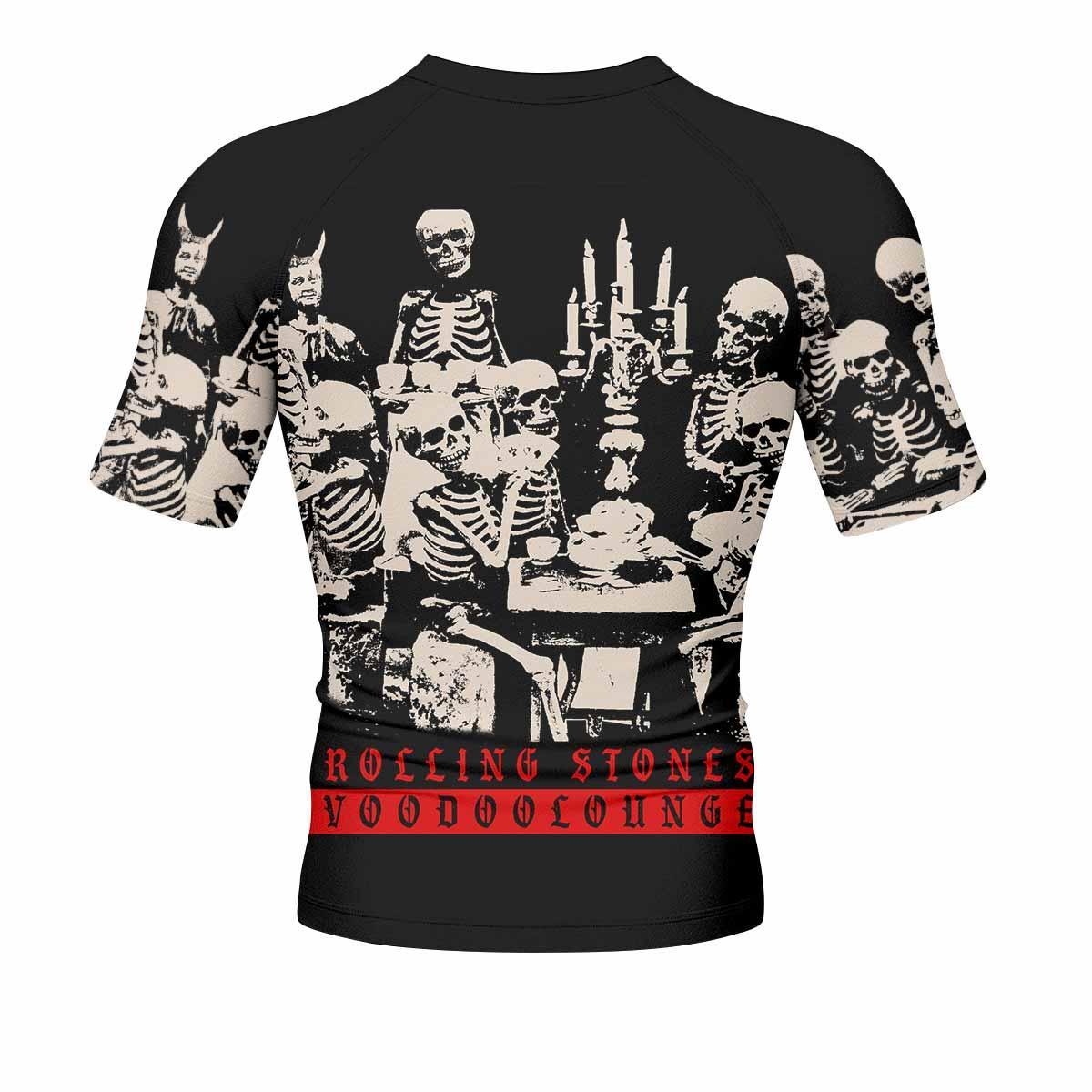 The Rolling Stones Voodoo Lounge Men's Rash Guard Short Sleeve - back view mockup