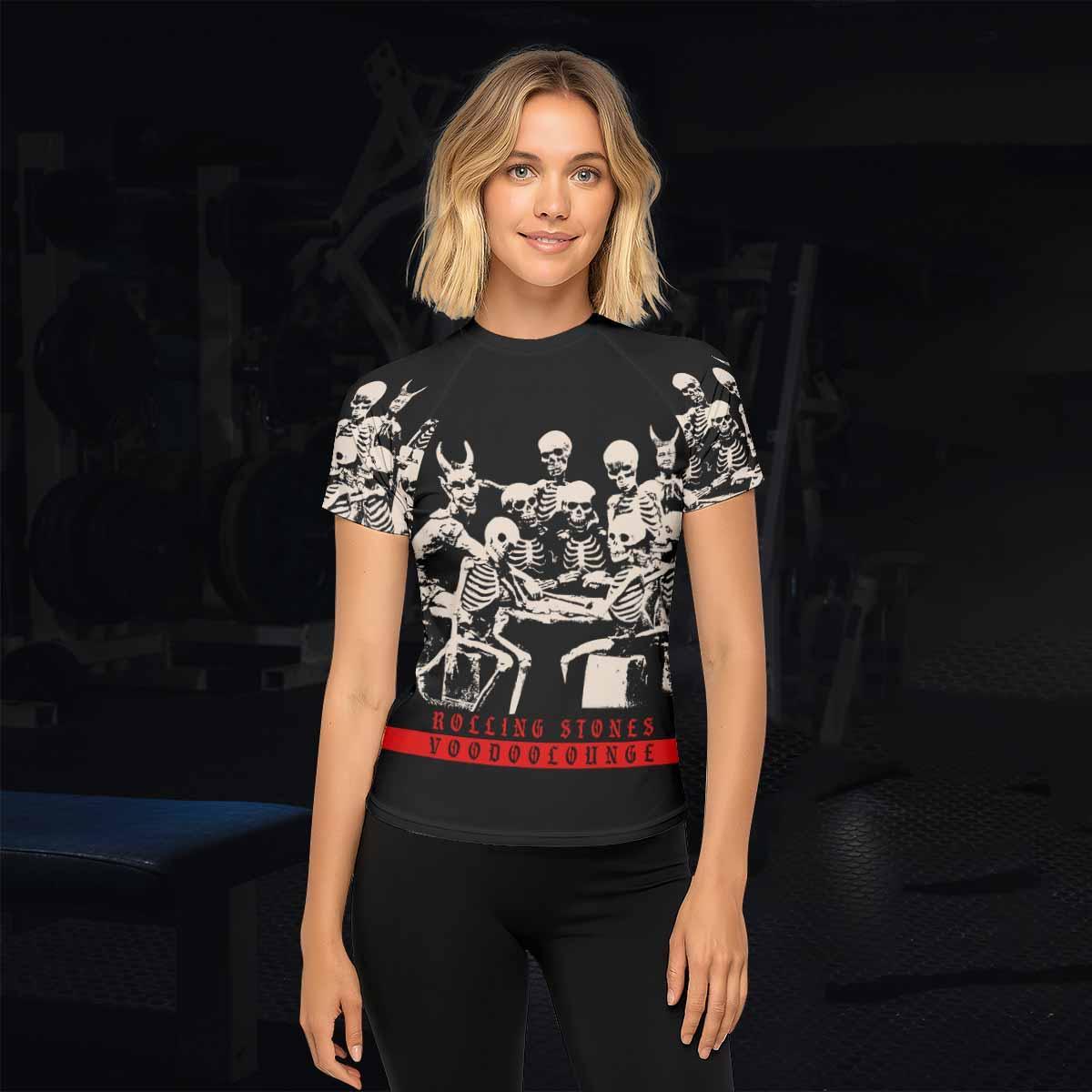 The Rolling Stones Voodoo Lounge Women's Rash Guard Short Sleeve - lifestyle view
