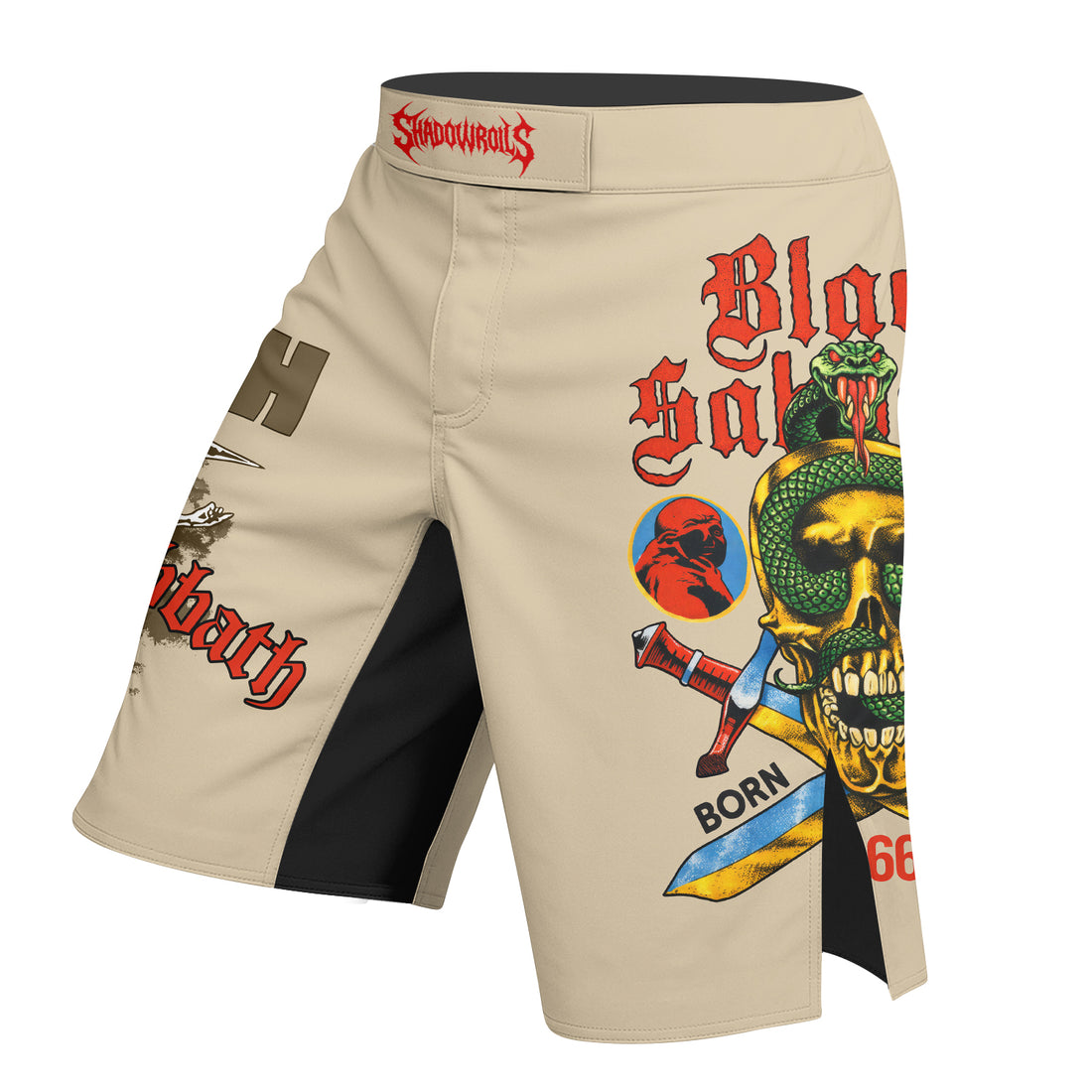 Black Sabbath Born Again Fight Shorts - right side mockup