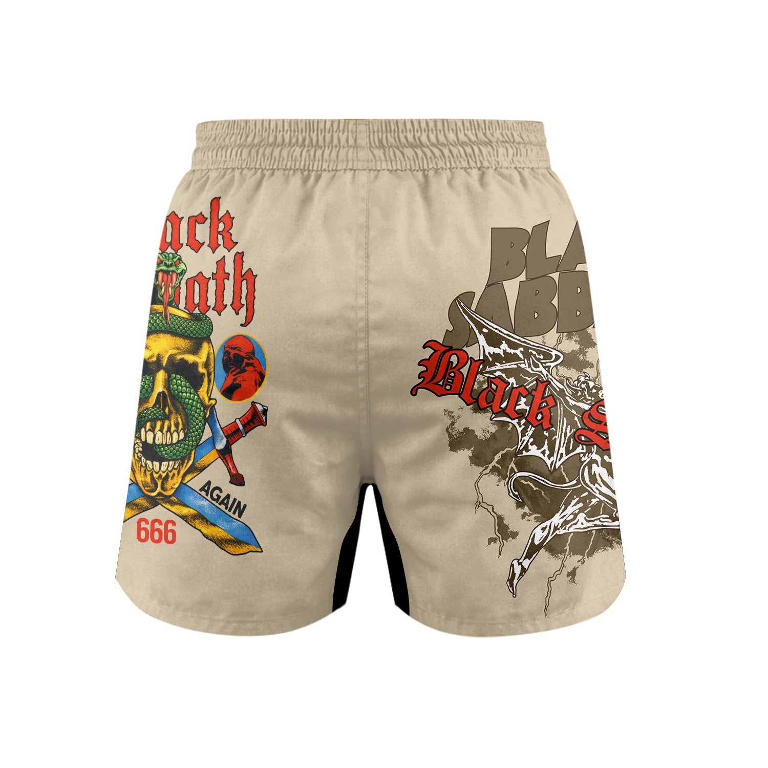 Black Sabbath Born Again Grappling Shorts - back view mockup