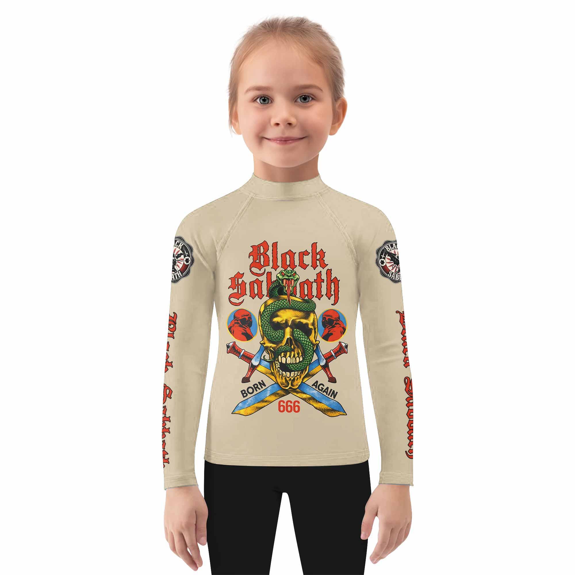Black Sabbath Born Again Kids Rash Guard Long Sleeve - girl's lifestyle view