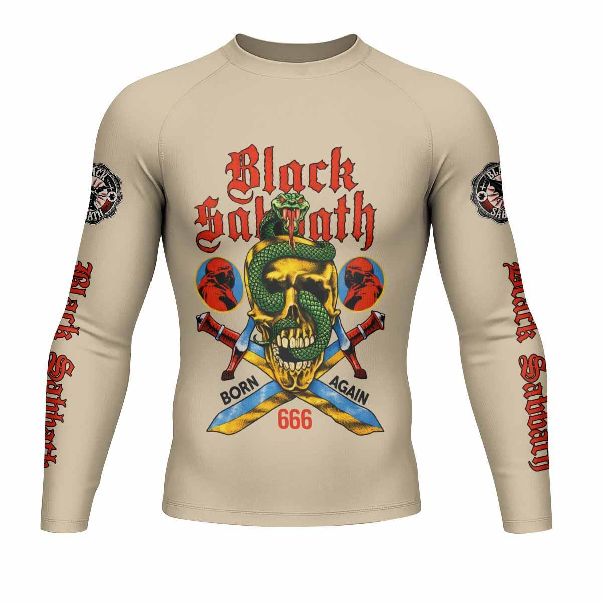 Black Sabbath Born Again Men's Rash Guard Long Sleeve - front view mockup