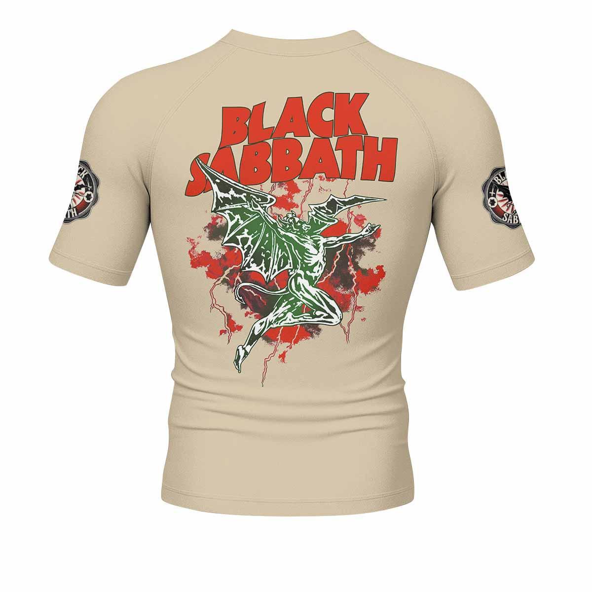 Black Sabbath Born Again Men's Rash Guard Short Sleeve - back view mockup