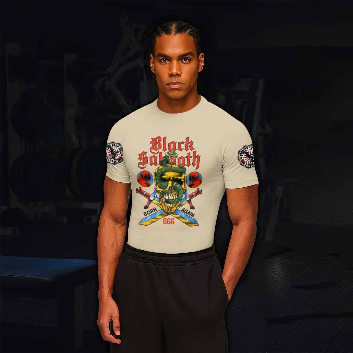 Black Sabbath Born Again Men's Rash Guard Short Sleeve - lifestyle view