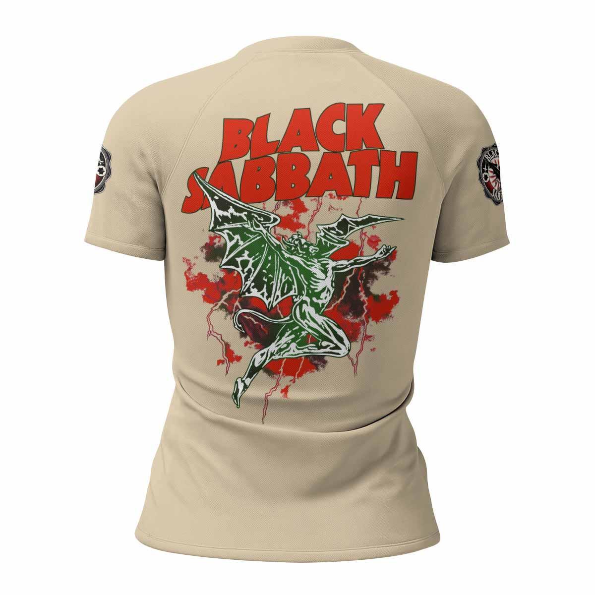 Black Sabbath Born Again Women's Rash Guard Short Sleeve - back view mockup