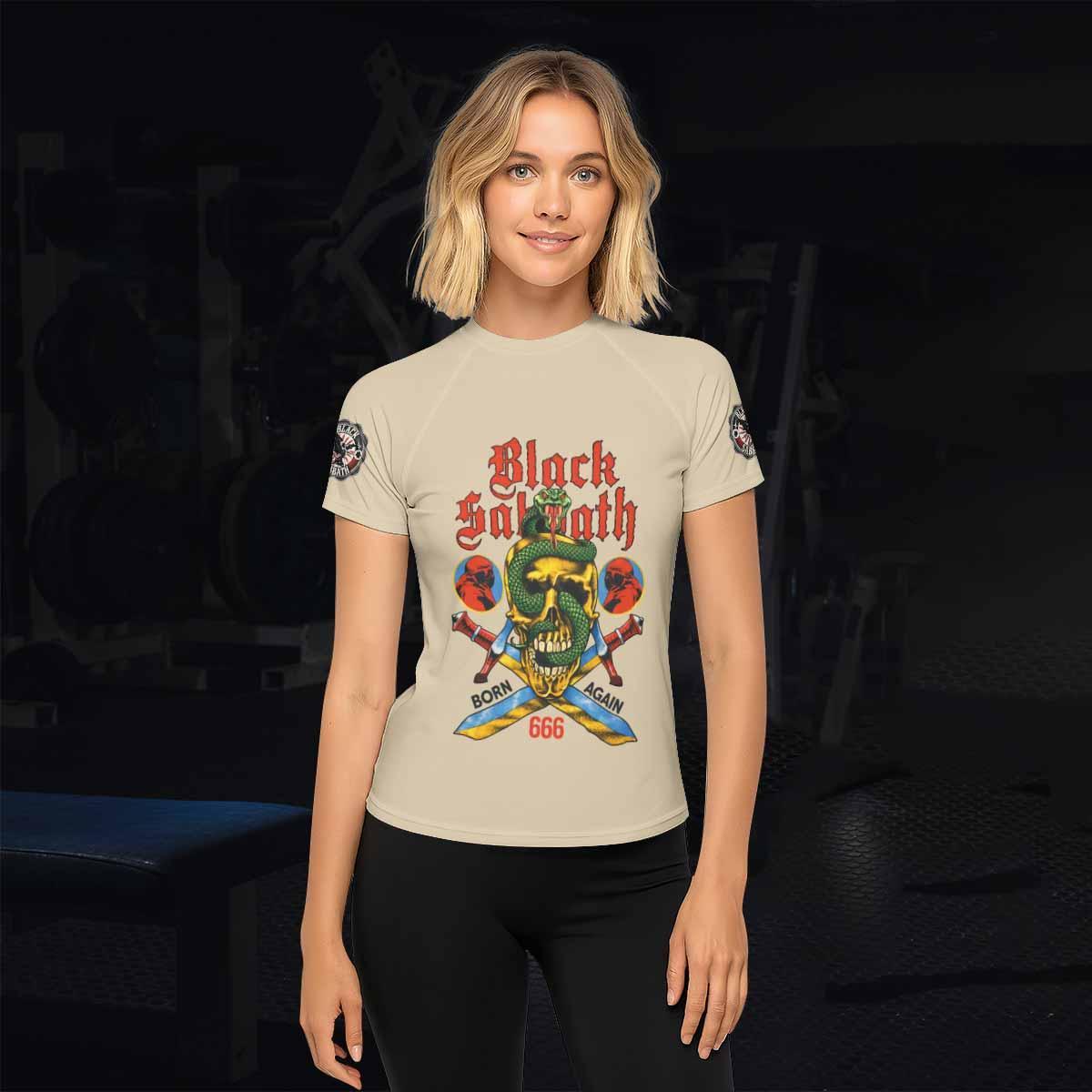 Black Sabbath Born Again Women's Rash Guard Short Sleeve - lifestyle view